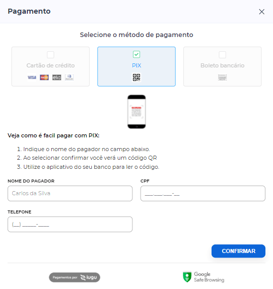 método de pagamento pix